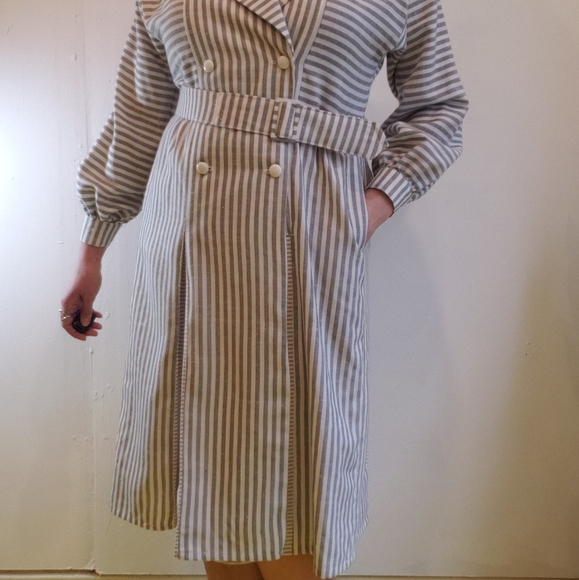 Restyled Vintage shirt dress with pockets, striped - Picture 7 of 7